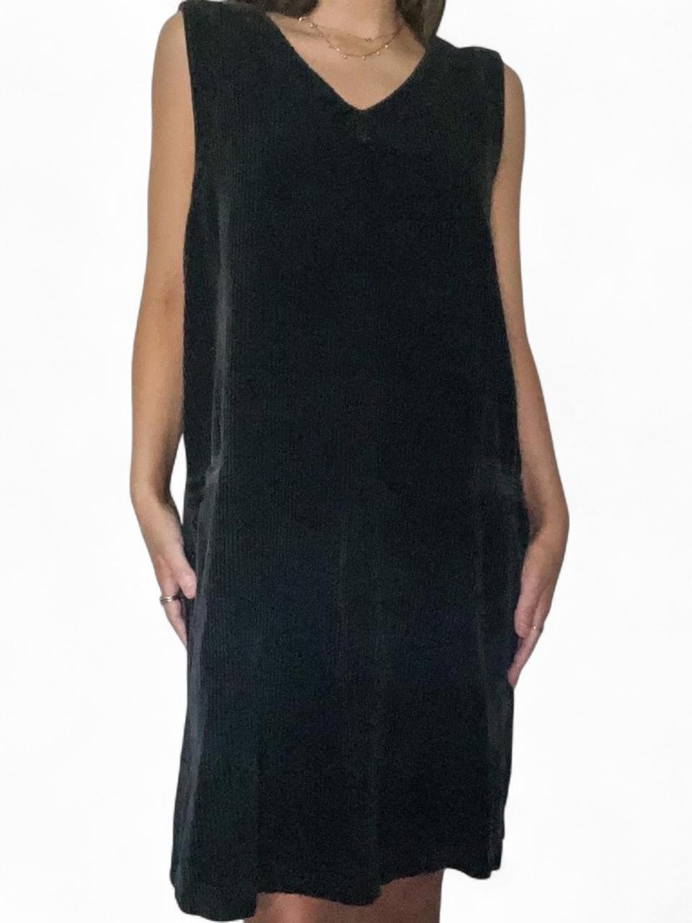 Black V-Neck Sleeveless Mini Dress - Minimal Classic